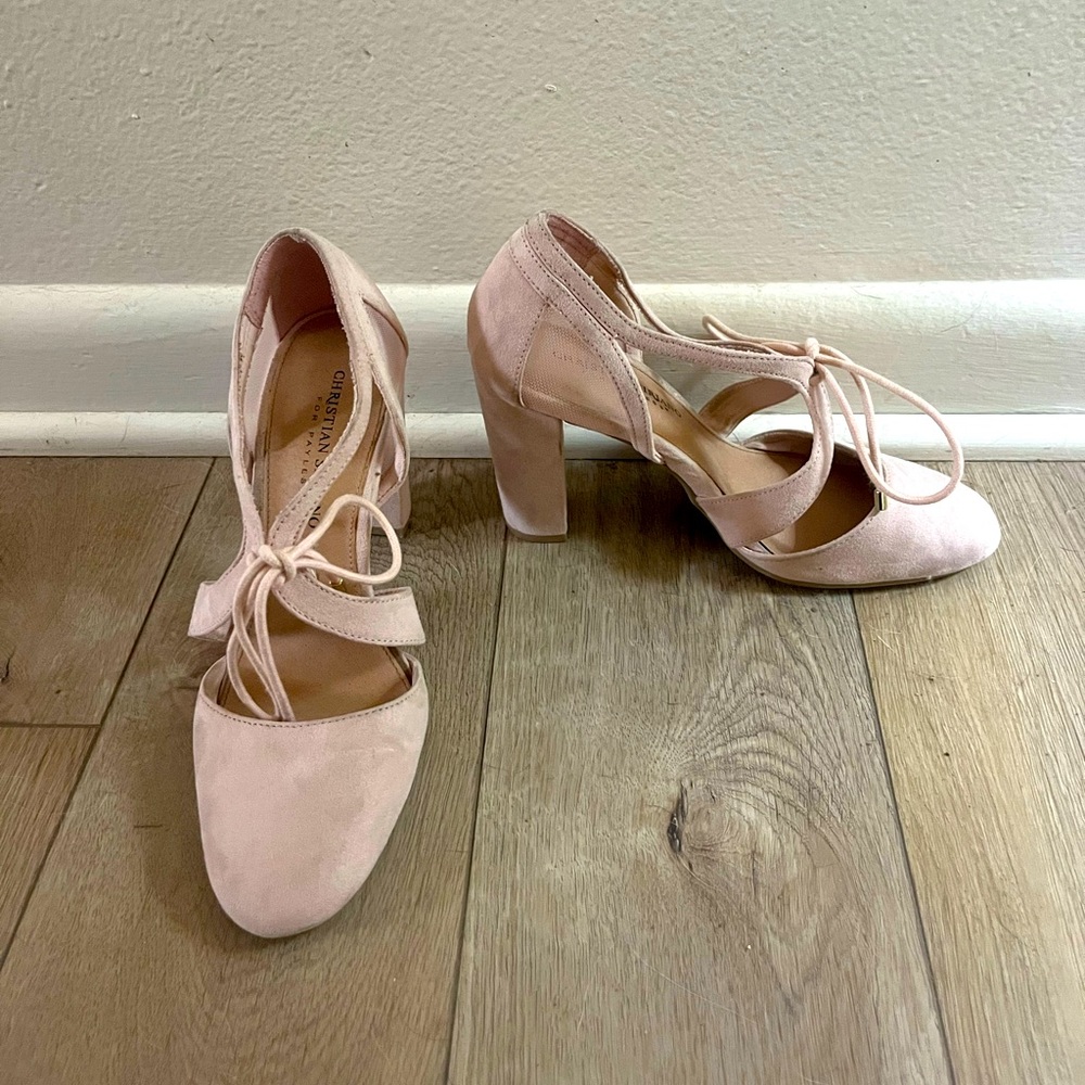 Christian Soriano Pink Suede Tie Up Heels